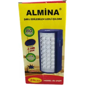 Almina DL-2424 Telefon 24 LED USB 80 Saat Kesintisiz Işık Şarj Edebilen Şarjlı Işıldak