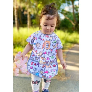 Su Geçirmez Cırtlı Cepli Yarım Kollu Bebek/çocuk Mama Önlüğü 1-3 Yaş