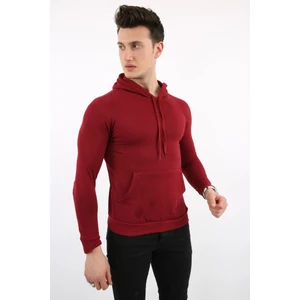 Kapşonlu Düz Bordo Sweat