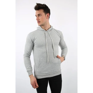 Kapşonlu Düz Gri Sweat
