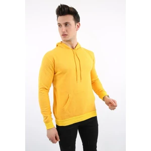 Kapşonlu Düz Sarı Sweat
