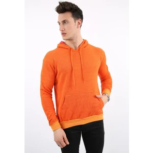 Kapşonlu Düz Turuncu Sweat