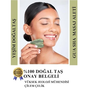 Yeşim Doğal Taş Gua Sha Yüz Masaj Aleti %100 Doğal Taş