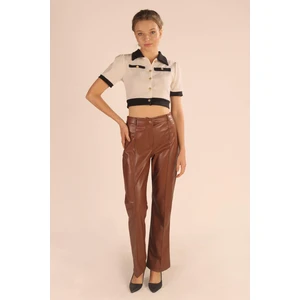 7278A Ispanyol Deri Pantolon Taba