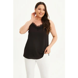 Dantelli İp Askılı Bluz Siyah 40 34805