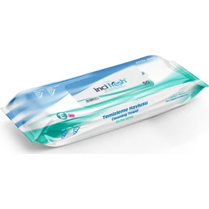 Inci Fresh Islak Vücut Temizleme Havlusu Mendil - Vitamin E + B5 - Parabensiz - 50 Adetlik 10 Paket