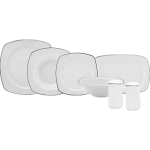 New Roman Square Shape Porselen 27 Parça 6 Kişilik Yemek Takımı Platinum