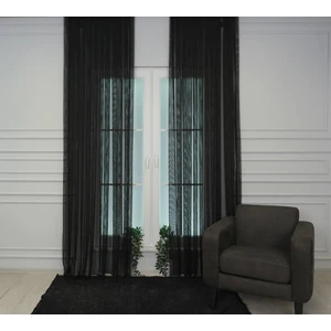 Murcia Dökümlü Tül Perde Pilesiz Siyah