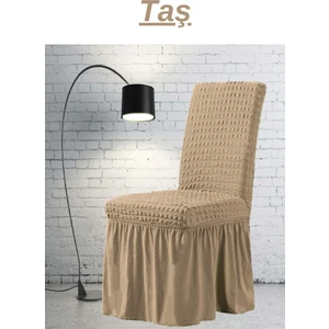 E Bahar 6 Adet Bürümcük Sandalye Kılıfı. Likralı Etekli Lastikli Yıkanabilir Sandalye Örtüsü.