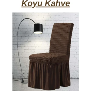 E Bahar 6 Adet Bürümcük Sandalye Kılıfı. Likralı Etekli Lastikli Yıkanabilir Sandalye Örtüsü.