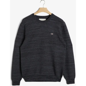 Erkek Gri Regular Fit Bisiklet Yaka Logolu Kazak 8050177.97