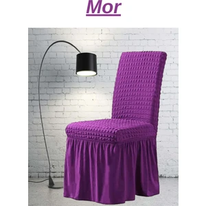 E Bahar 6 Adet Bürümcük Sandalye Kılıfı. Likralı Etekli Lastikli Yıkanabilir Sandalye Örtüsü.