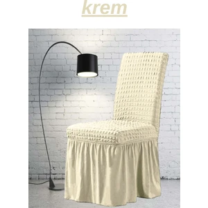 E Bahar 6 Adet Bürümcük Sandalye Kılıfı. Likralı Etekli Lastikli Yıkanabilir Sandalye Örtüsü.