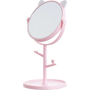 Masa Üstü Pembe Kedi Tasarım Plastik Takı Stand Masa Aynası CIN498PM