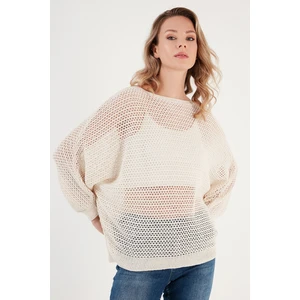 Ajurlu Yarasa Kollu Kayık Yaka Kazak Kadın Kazak 6071571