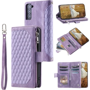 Yihang Boutique Samsung Galaxy S23 Fe Için Kılıf Kart Tutuculu Cüzdan Kılıf Bilek Askılı Pu Deri Fermuarlı Çanta Kapağı (Yurt Dışından)