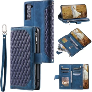 Yihang Boutique Samsung Galaxy S23 Fe Için Kılıf Kart Tutuculu Cüzdan Kılıf Bilek Askılı Pu Deri Fermuarlı Çanta Kapağı (Yurt Dışından)