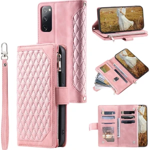 Yihang Boutique Samsung Galaxy S20 Fe Için Kılıf Kart Tutuculu Cüzdan Kılıf Bilek Askılı Pu Deri Fermuarlı Çanta Kapağı (Yurt Dışından)