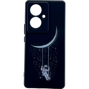 Vivo V29 Lite Kılıf Siyah Sallanan Salıncak Ay Desenli Telefon Kapağı Tam Koruma