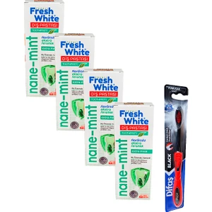 Fresh White Naneli Diş Macunu 90 gr x 4 ve Difaş Diş Fırçası