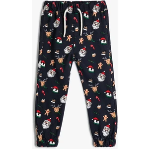 Jogger Eşofman Altı Yılbaşı Temalı Noel Baba Baskılı Pamuklu
