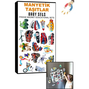 Buzdolabı Eğitici Manyetik Taşıtlar - Manyetik Bultak Şablon Eğitici Oyuncak