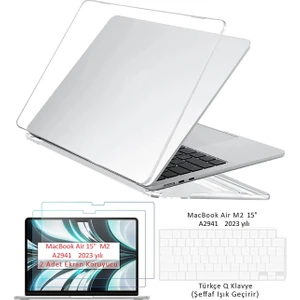 Macbook Air 15 M2 2023 A2941 Uyumlu Set Kılıf Kapak Klavye Koruyucu Ekran Koruyucu Film