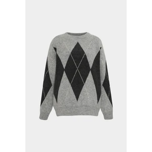 AÇELYAOKCU Bisiklet Yaka Baklava Desen Loose Kadın Triko Kazak