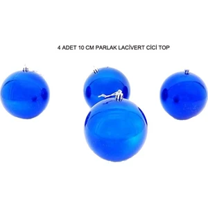 Lacivert Renk 10 cm Parlak Yılbaşı Çam Ağacı Cici Topu 4 Adet