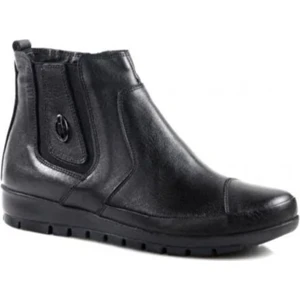 501 Ortopedik Deri Kadın Botu Siyah