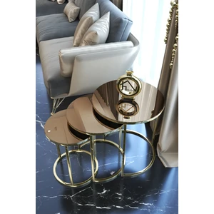 C Zigon Gold Metal Zigon Sehpa Bronz Ayna