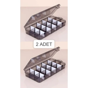 Füme 2 Adet 15 Bölmeli Kolye Yüzük Kapaklı Takı Kutusu Dikiş Kutusu Organizer Düzenleyici Kutu