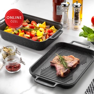 Famos Döküm Kapaklı Fırın Tepsisi Gri