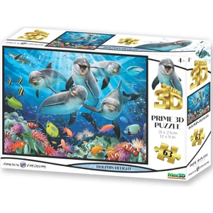 Prime 3D - Sevimli Yunuslar 63 Parça Puzzle 10529