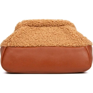 Kadın Özel Tasarım Camel Peluş Teddy Clutch Portföy Çanta