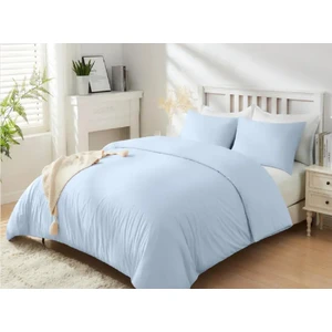 %100 Pamuklu Açık Mavi 240X220 cm Battal Boy Nevresim ve 2 Yastık Kılıfı Seti
