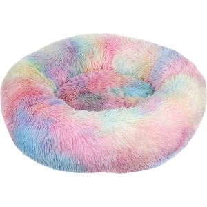 Peluş Yuvarlak Evcil Hayvan Yuvası-Batik-Boya Gökkuşağı Çapı 40CM (Yurt Dışından)