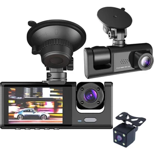 Araba Dvr'ı 3 Kanallı Dash Kamera 1 080PÖN ve Arka İçinde Dashcam Video Kaydedici Gece Görüş Uyumlu Cc-33