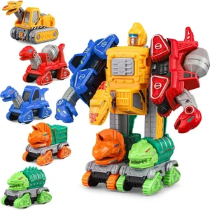 Prestij Oyuncak Kutulu 5'li Metal Dinazor Seti 0783-360, 1 Robotta 5 Dinozor Oyuncak