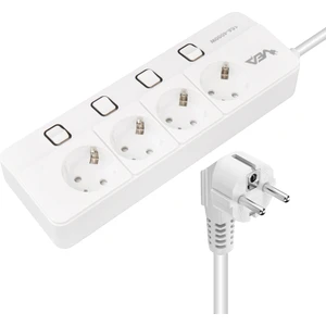 Vea VE-XMAN104 A Class 4'lü Anahtarlı 1.5 Metre Grup Priz Akım Korumalı Priz 2 USB 4000 Watt 16 Amper Isıya Dayanıklı