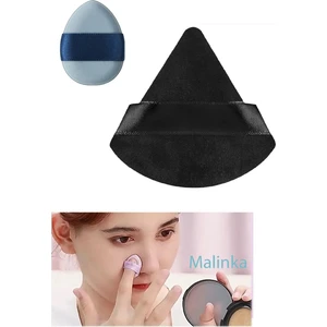 1 Adet Mini ve 1 Adet Üçgen Kozmetik Puf Parmak Yüz Makyaj Sünger Göz Altı Kapatıcı Kuru Islak Bez Süngeri