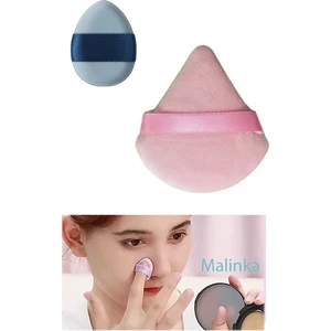 1 Adet Mini ve 1 Adet Üçgen Kozmetik Puf Parmak Yüz Makyaj Sünger Göz Altı Kapatıcı Kuru Islak Bez Süngeri