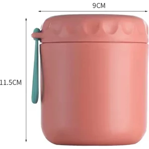 Cicibears 430ML Paslanmaz Çelik Yalıtımlı Termos Yemek Kabı - Pembe (Yurt Dışından)