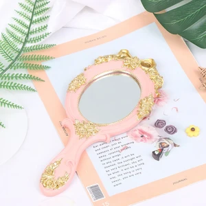 Cicibears Vintage Oyma El Makyaj Aynası - Pembe (Yurt Dışından)