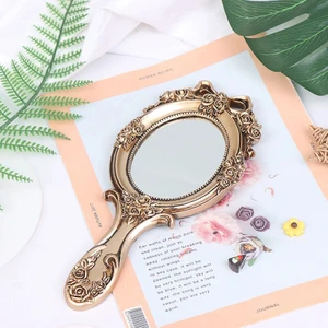 Cicibears Vintage Oyma El Makyaj Aynası - Kahverengi (Yurt Dışından)