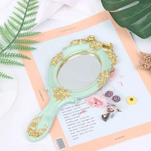 Cicibears Vintage Oyma El Makyaj Aynası - Yeşil (Yurt Dışından)