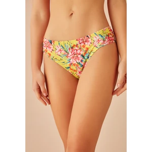 Yanı Pileli Desenli Bikini Alt