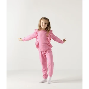 Fırfırlı Pamuklu Uzun Kollu Alt Üst Ikili Kız Çocuk Takım