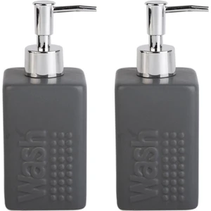 Banyo Seti Seramik Sıvı Sabunluk 2 Adet Koyu Bej Modern 7X7X17CM 300ML