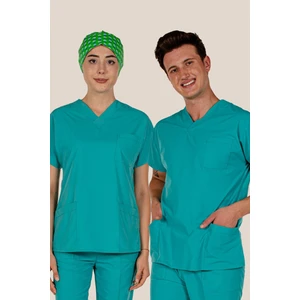 Su Yeşili Üst Scrubs Terrycotton Doktor Hemşire Forma